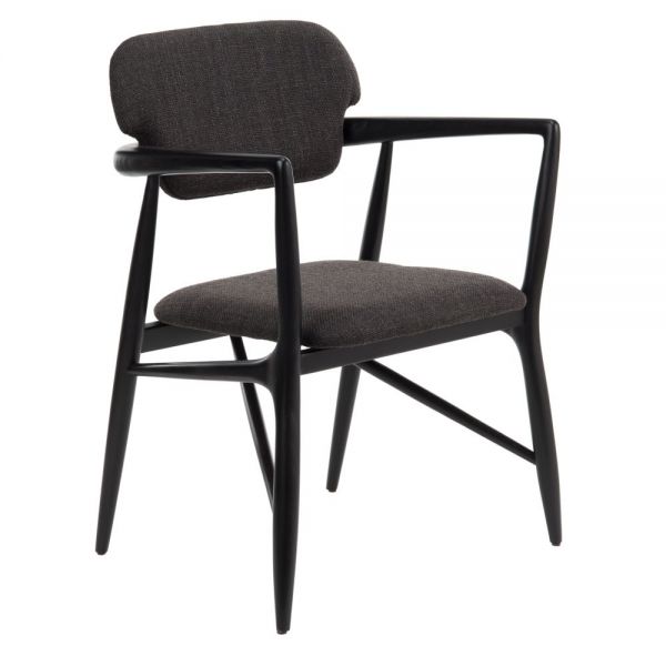 Dining chair Caracas fabric smooth all black
