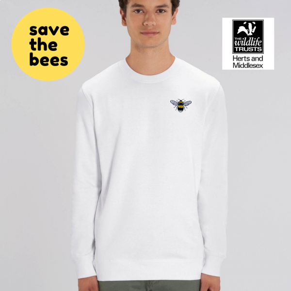 bee adults organic cotton sweatshirt White