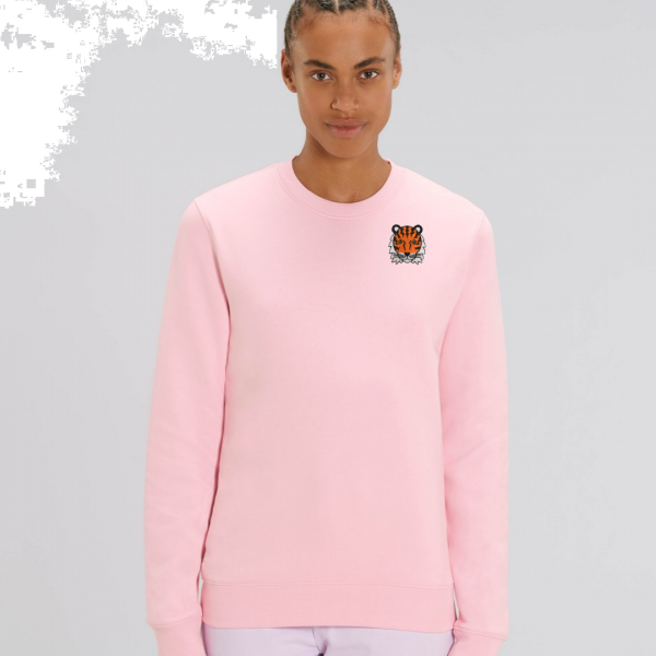 tiger adults organic cotton sweatshirt Pale Pink