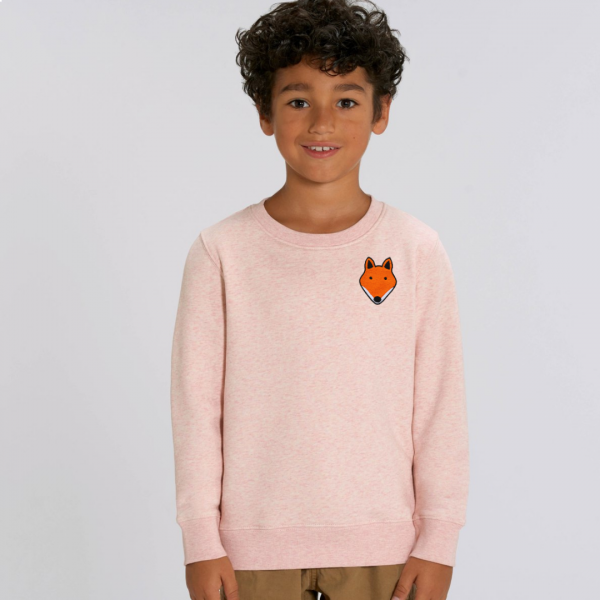 fox kids organic cotton sweatshirt Cream Pink Marl