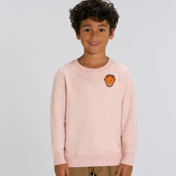 orangutan kids organic cotton sweatshirt Cream Pink Marl