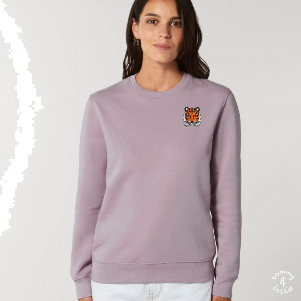 tiger adults organic cotton sweatshirt Lilac Petal