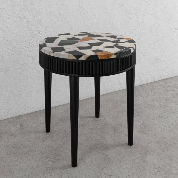MAUSAM SIDE TABLE, MARBLE TERRAZZO TOP