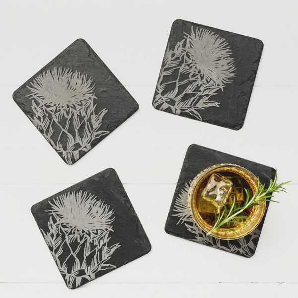 4 Contemporary Thistle Coasters