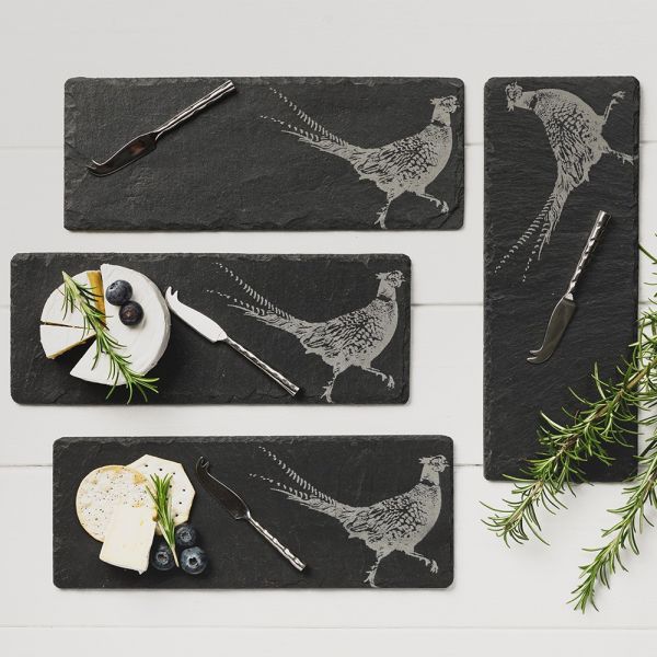 4 Mini Pheasant Cheese Board & Knife Set