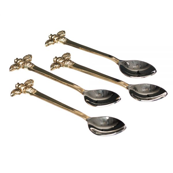 4 Gold Bee Spoons