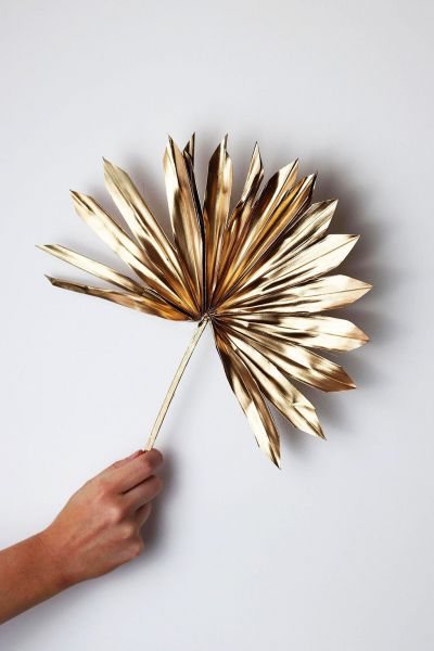 Gold Metallic Dried Sun Fan Palms