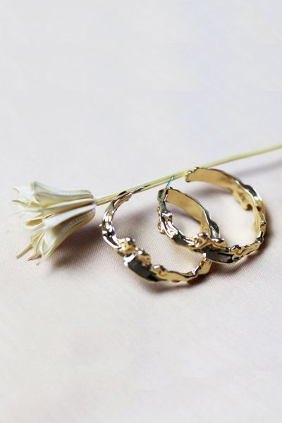 Gold Sculptured Hoop Earrings