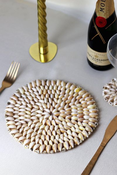 Natural Cowrie Shell Woven Placemat