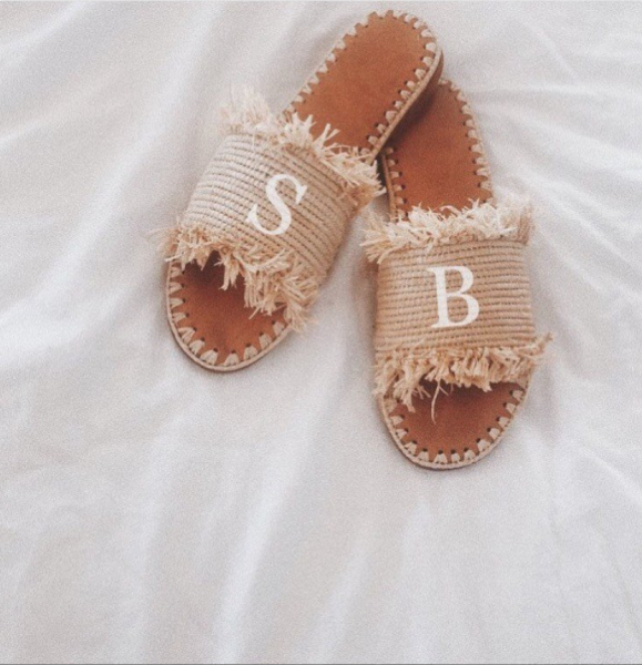 Personalised Initial Woven Straw Sandals
