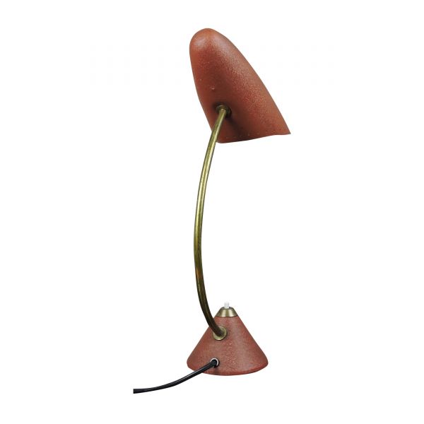 Mid-Century Table Lamp in Red and Gold 
