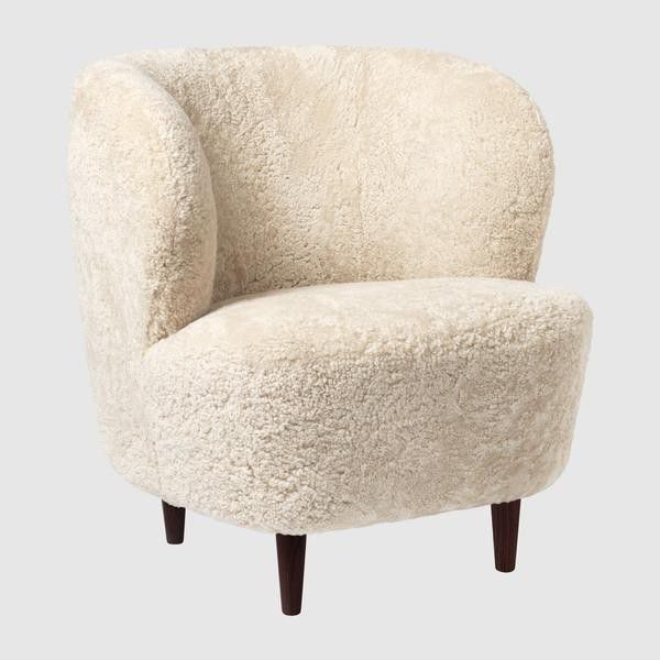 Stay Lounge Chair - Small, with wood legs, Sheepskin upholstery