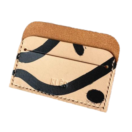 Vegetable tanned leather geometric patterns card holder by slow fashion UK brand Kles