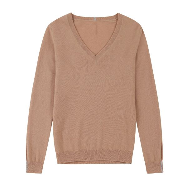 Cashmere V Neck Sweater in Toffee