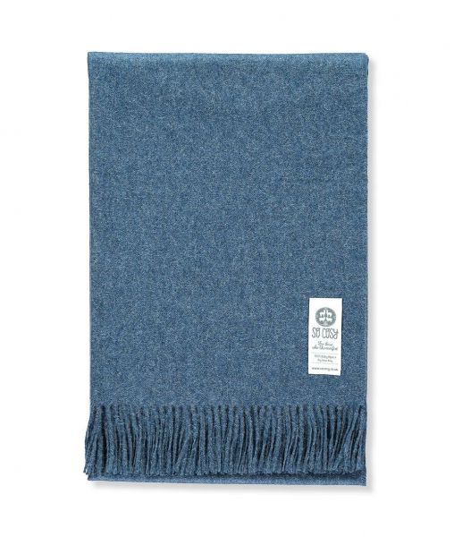 picture of handmade super soft baby alpaca throw by so cosy in blue indigo melange available online and at the store